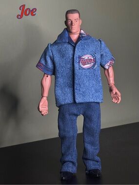 Twins themed blue denim shirt for 12 inch dolls & action figures